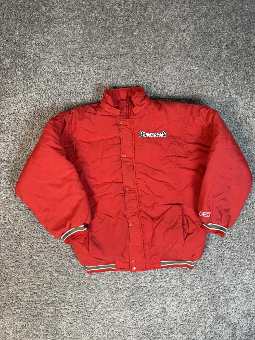 Tampa Bay Buccaneers Jacket Boys L Red NFL Football Puffer Insulated Reebok